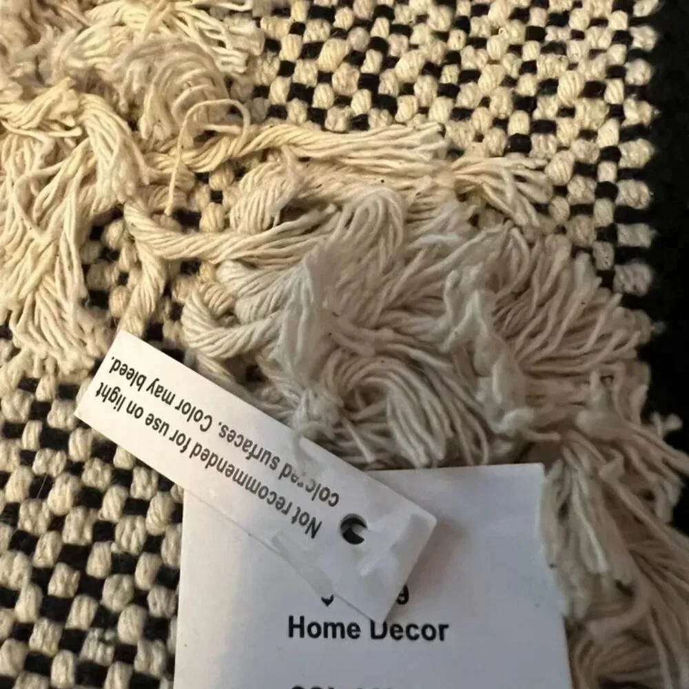 NEW Modern Farm House Rectangular Woven Cotton Fiber Floor Rug Mat 22x24in